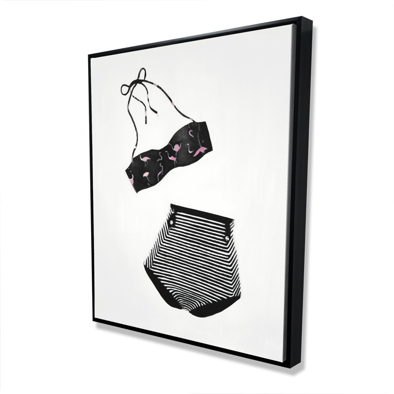 «Vintage Women Swimsuit - Livingroom Black», toile encadrée