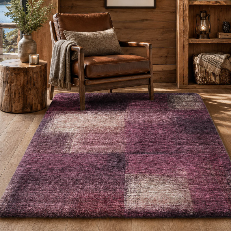 Tapis carré Dream Shag ADS742, lavable à la machine, de qualité supérieure, Prune, 10 pi x 14 pi