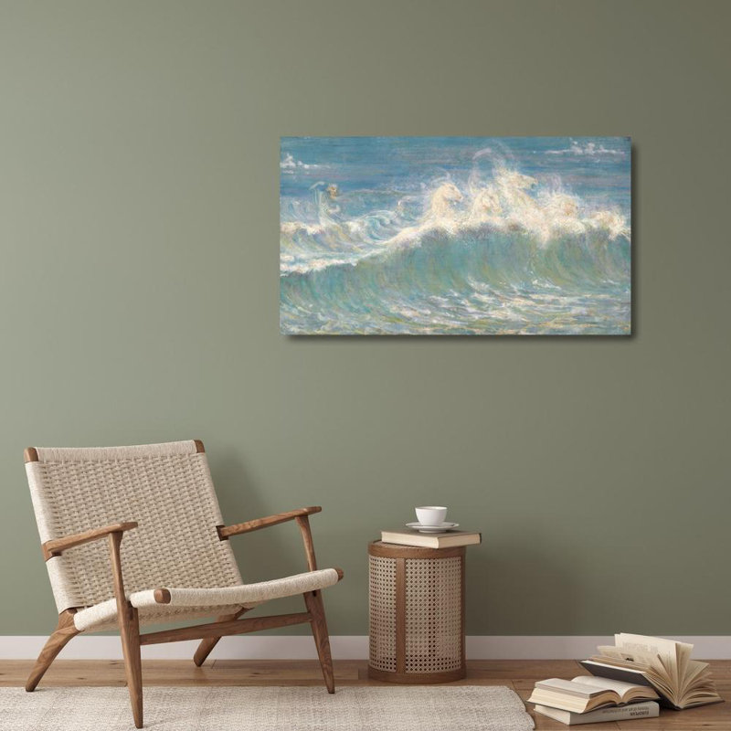 «Neptune's Horses» par Walter Crane - Art mural sur toile tendue avec châssis, H 40 po x l 28 po