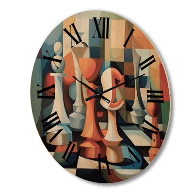 Horloge murale surdimensionnée en bois orange et bleu