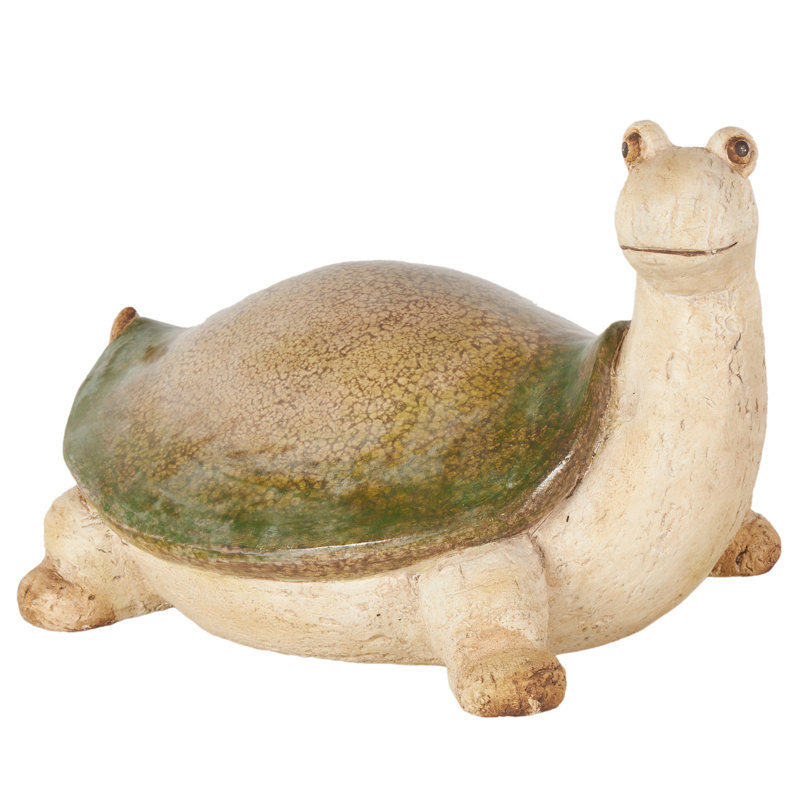Magnesium Oxide Turtle Decorative Cream Garden Sculpture With Green Shell