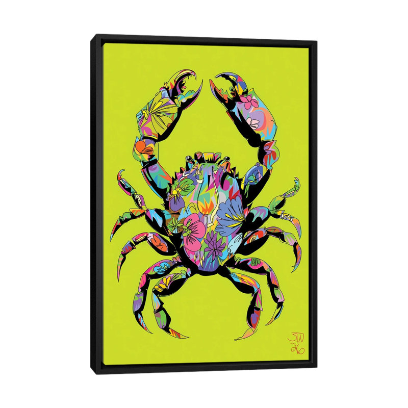 Flower Crab 2026 1 Piece Wall Art on Canvas, 101.6 cm H x 66.04 cm W x 4.445 cm D, Black