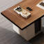Bureau rectangulaire à 3 tiroirs brun noisette + blanc beige + bois manufacturé-476382657-476382685
