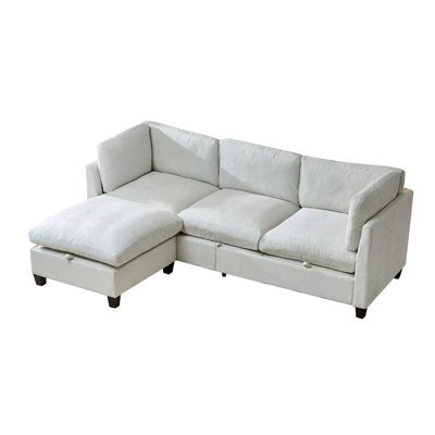 Canapé modulaire 96,5 po pour salon, canapé rembourré en chenille douce, canapé 3 places avec repose-pieds