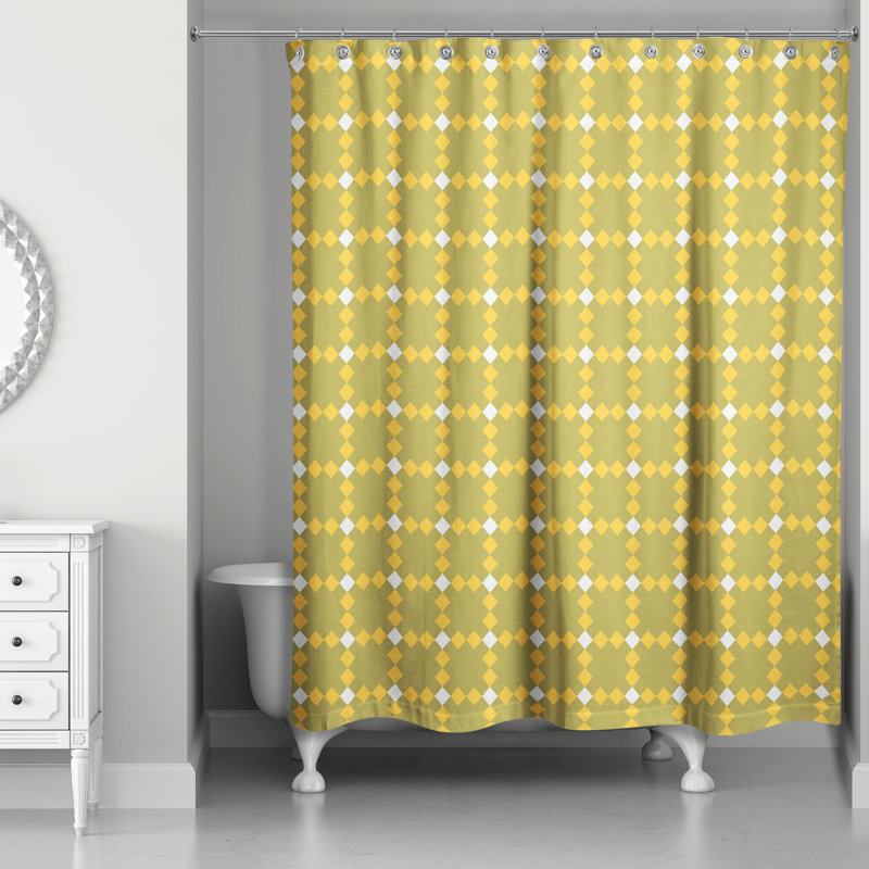 Milla Geometric Shower Curtain, Yellow/Green