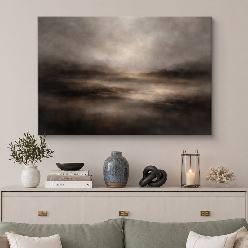 Abstrait, horizon neutre neutre, œuvre d'art sur toile encadrée, impression de giclée sur toile encadrée, Toile tendue