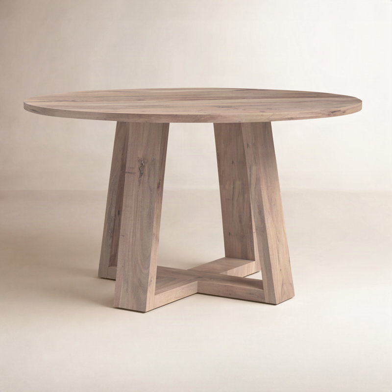 Mathias Round Solid Wood Dining Table, Whitewashed