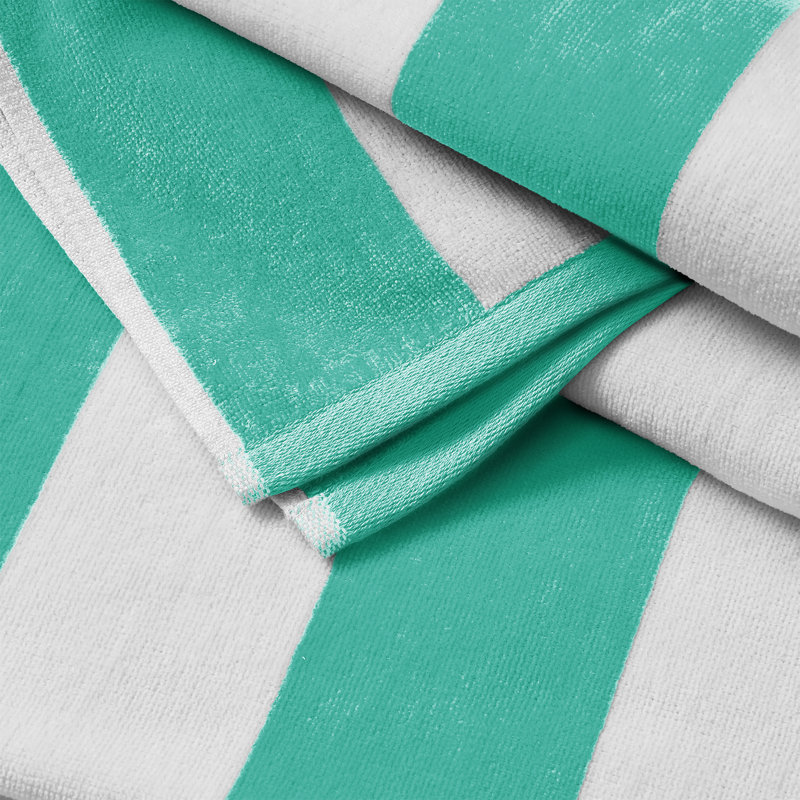 Oversized Teal and White Cotton Cabana Beach Towel