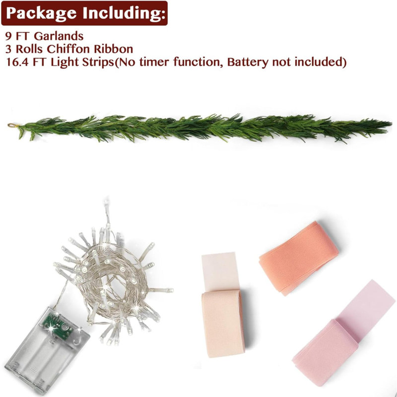 Guirlande de pin artificiel Norfolk pour décorations de Noël