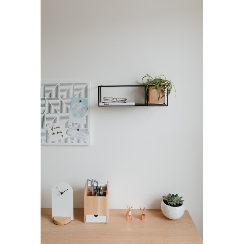 Cubist Accent Shelf, 5.28" H x 15.71" W x 5.12" D, Black