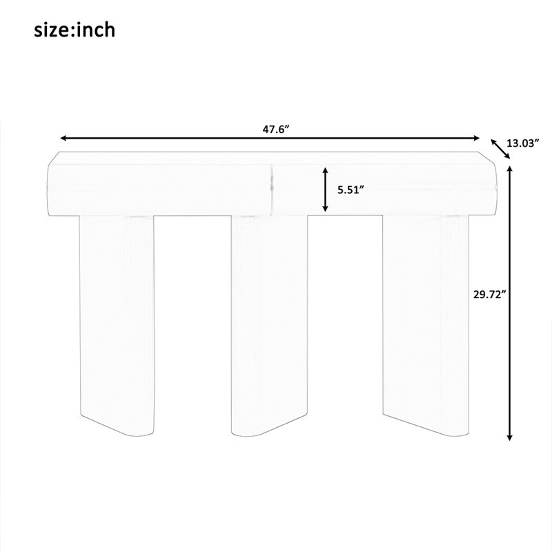 Modern 47.5" Entryway Console Table With Curved Drawers , Narrow Sofa Table, White