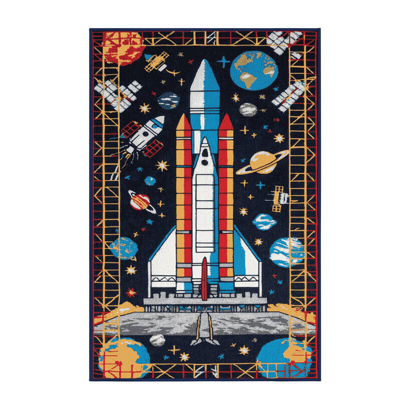 Machine Washable Space Purple Area Rug