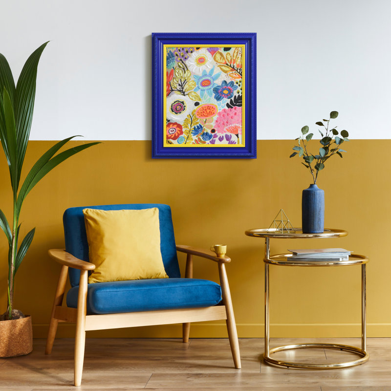 «Floral Symphony», art mural en toile giclée sur toile avec cadre baroque bicolore