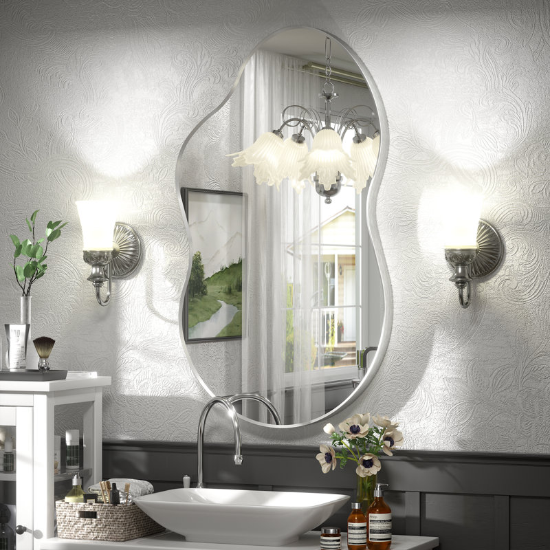 Miroir mural Amara, 36 po x 20 po, Argent brossé