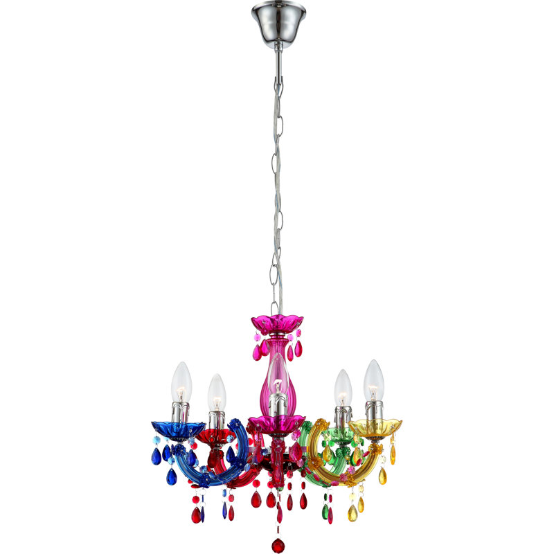 5 - Light Candle Style Chandelier, Multicolour