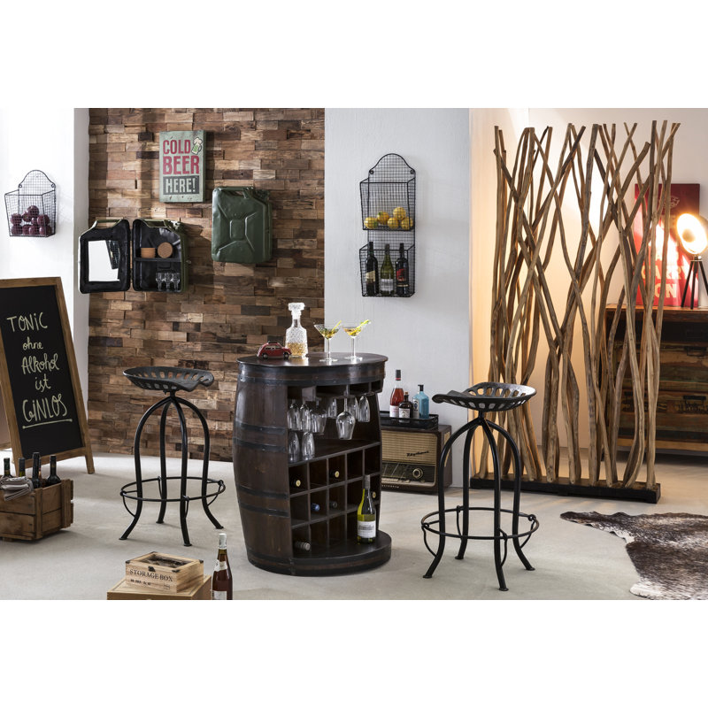 Rivero 67cm Solid Wood Wine Bar, Dark brown