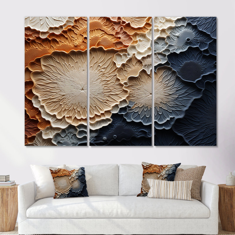 «Beige and Blue Minimalisme Stone Geode», ensemble d'art mural sur toile en géode de pierre, Toile tendue