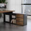 Bureau brun clair + bois massif rectangulaire noir + bureaux en fer-108304536-108304538