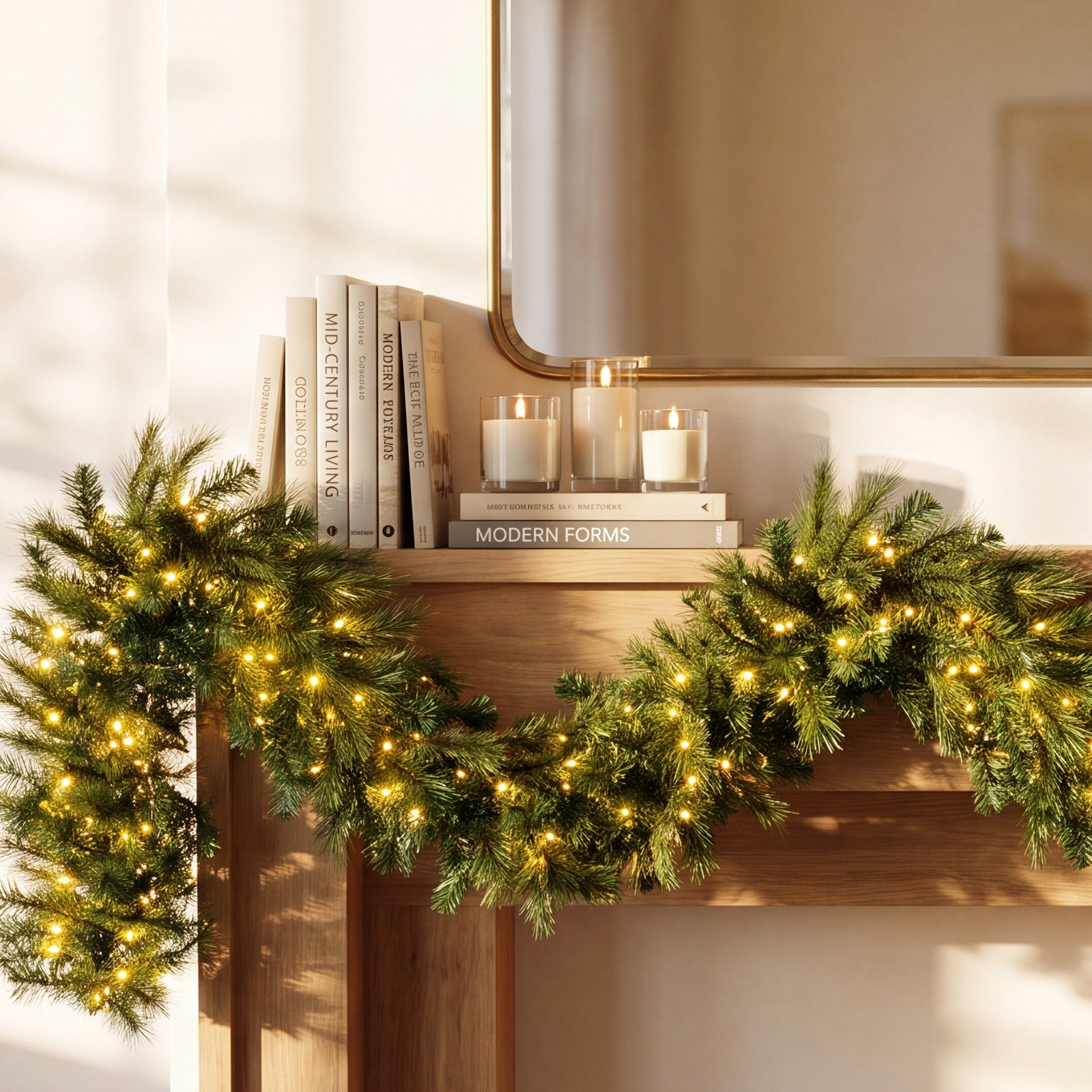 9' x 18" Brighton Pine Artificial Garland with 150 Warm White LED Mini Lights