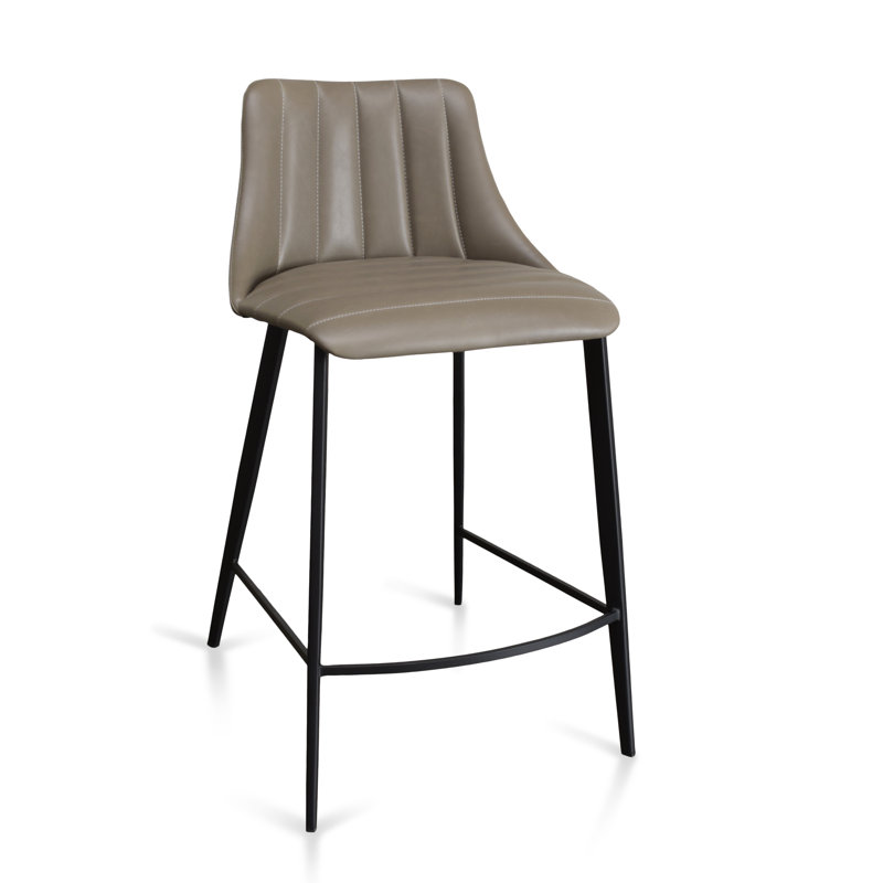 Katiusa Upholstered Counter Stool with Steel Frame, Taupe Gray