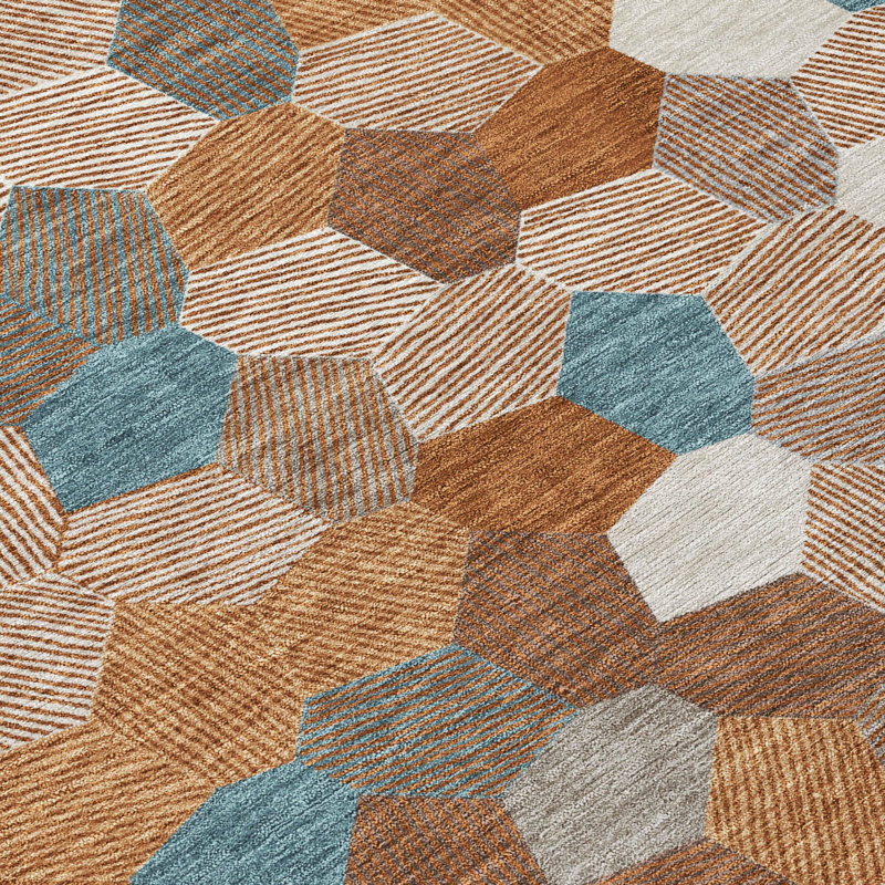 Machine Washable Indoor/Outdoor Chantille ACN2573 Geometric Rug, 8' x 10', Paprika