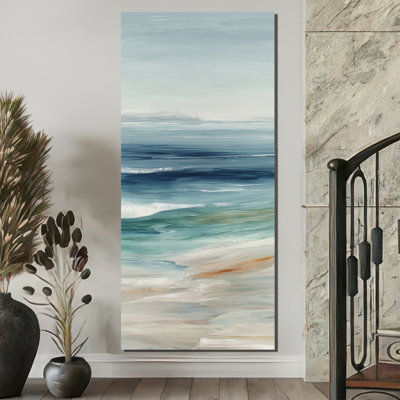 Golden Sunset Aerial View Beach - Beach Wall Art Decor, Blue Coastal Canvas Print