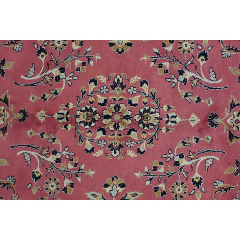 Tapis rose / rouge à motif oriental en laine / coton 9 pi 2 po x 11 pi 8 po Waigand