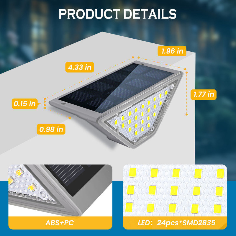 Cool White Solar Powered Integrated 24-LED Waterproof Outdoor Step Light (Set of 12), Cool White