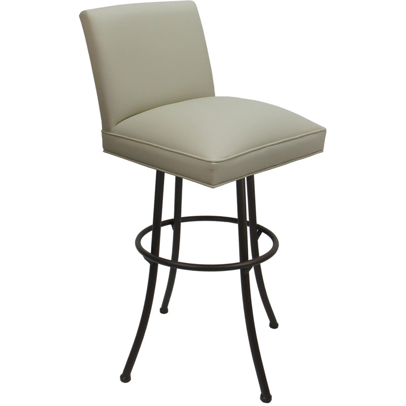 Vinyle, Beige Seat/Brown Frame, Bar Stool (34” Seat Height)