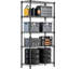 Robuste, 1250 lb, 5 niveaux, étagères en acier, cuisine, gymnase, maison, bureau, design minimaliste noir, étagère utilitaire à tablettes réglables, hauteur, installation facile-120652829-120652826