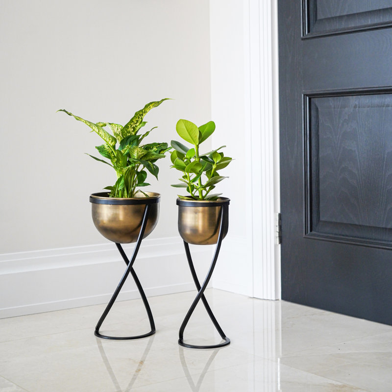 Metal Cachepot, 42cm H x 14cm W x 14cm D