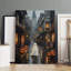 2D Framed Halloween Ghost in Medieval Alleyway Canvas Wall Art Spooky Pumpkin Decor for Home Living Room Bedroom.-136163854