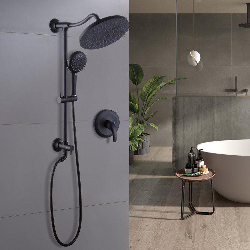 5 modes de jet pour votre humeur, votre expérience de douche Matters-Pomme de douche à pluie noire matte de 10 po avec barre coulissante et portative, ensemble complet