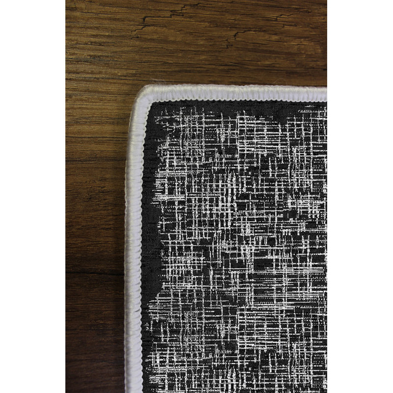 Premium Black Area Rug (5.9 x 9.2 ft), 100% Polyester, 650 g/m² | 4 mm Pile Height, Antibacterial, Eco-Friendly, Non-Slip PVC Dot Backing | Machine Washable, Digital Print Design | Ideal for Living Room & Bedroom Decor