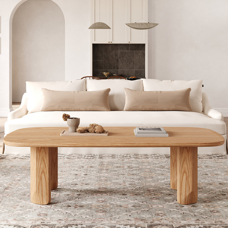 Table basse à 4 pieds Sturdy, Brun orangé