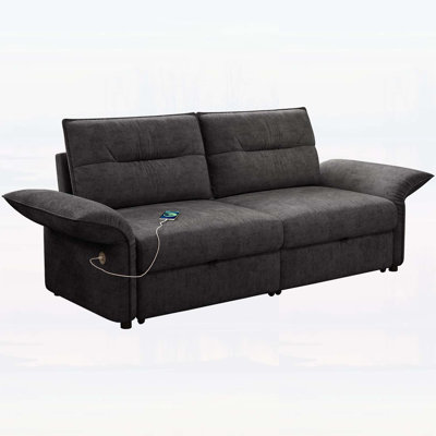 85-Inch Convertible Sofa Bed with Plush Fabric, Multi-Functional Design for Living Rooms and Guest Spaces