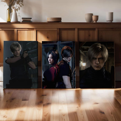 Ensemble de 3 affiches encadrées Resident Evil, imprimées en haute définition, représentant Leon S. Kennedy, Ada Wong et d'autres personnages du jeu. Idéal pour décorer une salle de jeux, un salon ou une chambre.