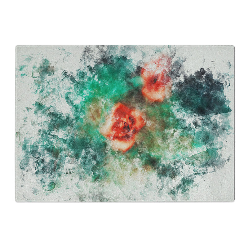 Tempered Glass Rose Garden Chopping Board, 28.5 cm x 39 cm