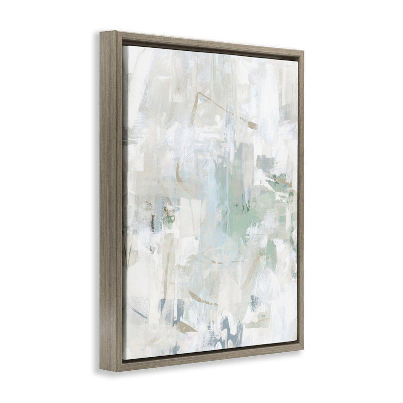 "Faded Abstract", art mural sur toile flottant vert par June Erica Vess, Cadre flottant orme Montalcino, H 21 po x l 17 po