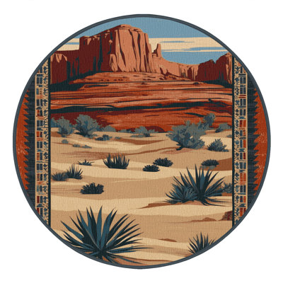 Washable Desert Landscape Southwestern Area Rug
