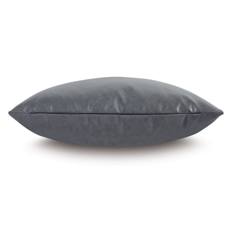 Nevin Vegan Leather Decorative Pillow Cover & Insert Square, 24"H x 24"W, Dark Gray