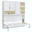 Lit escamotable mural avec armoire supérieure, tablettes, lit pliable peu encombrant avec lumière et USB