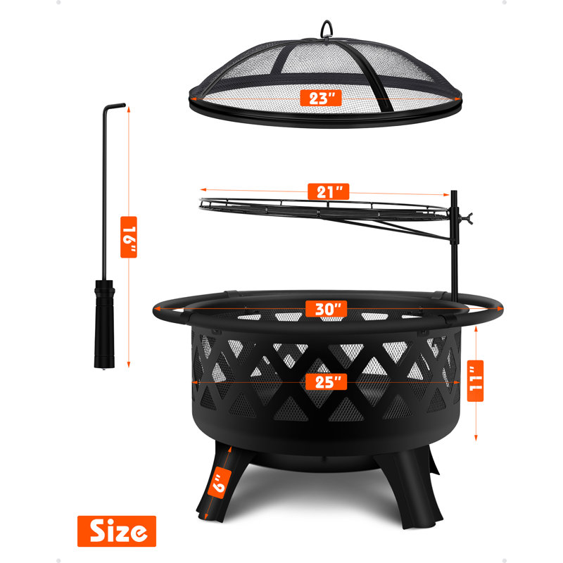 VORTEXTOVE 29.9'' W Portable Charcoal Grill