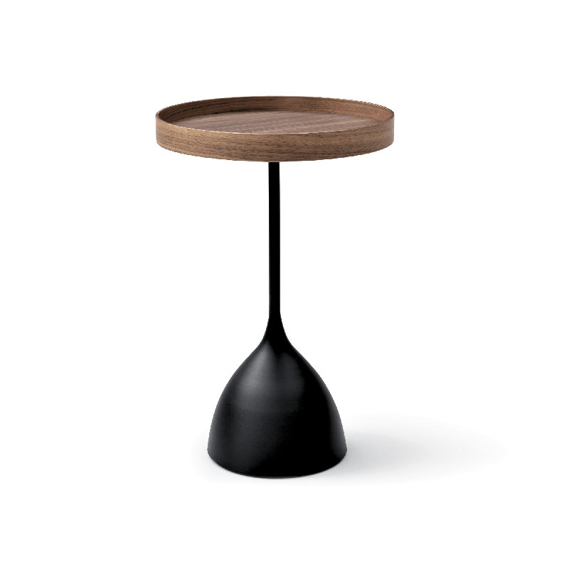 Modern and Stylish Citlalli Contemporary Versatile Round 15.74" Tray Top Pedestal Round End Table, Walnut
