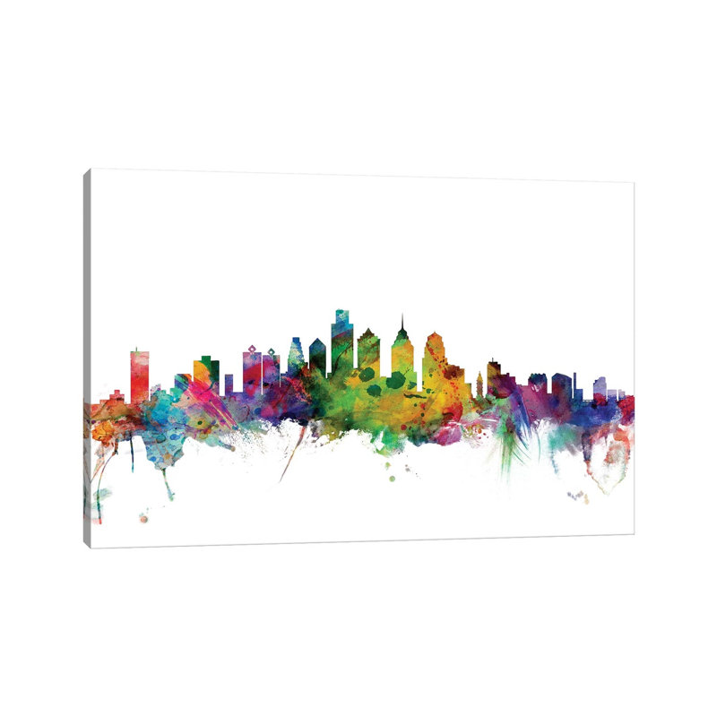 Philadelphia, Pennsylvania Skyline by Michael Tompsett - 1 Piece Wrapped Canvas Wall Art, 30.48 cm H x 45.72 cm W