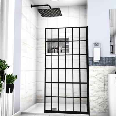38"X72" Shower Door In Matte Black - Single Panel, Modern Bathroom Essential Fixed 38" W X 72" H Enhancing Luxury