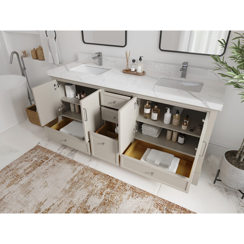 72 po X P 22 po Meuble-lavabo à double cuve D Alys Quartz blanc