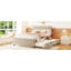 Lit plateforme double en velours avec lit gigogne-1161589087