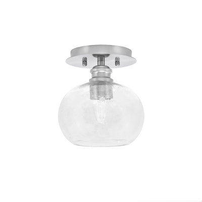 Verre à bulles transparent 7 po Edge 1 lumière semi-encastrée, finition nickel brossé Edge