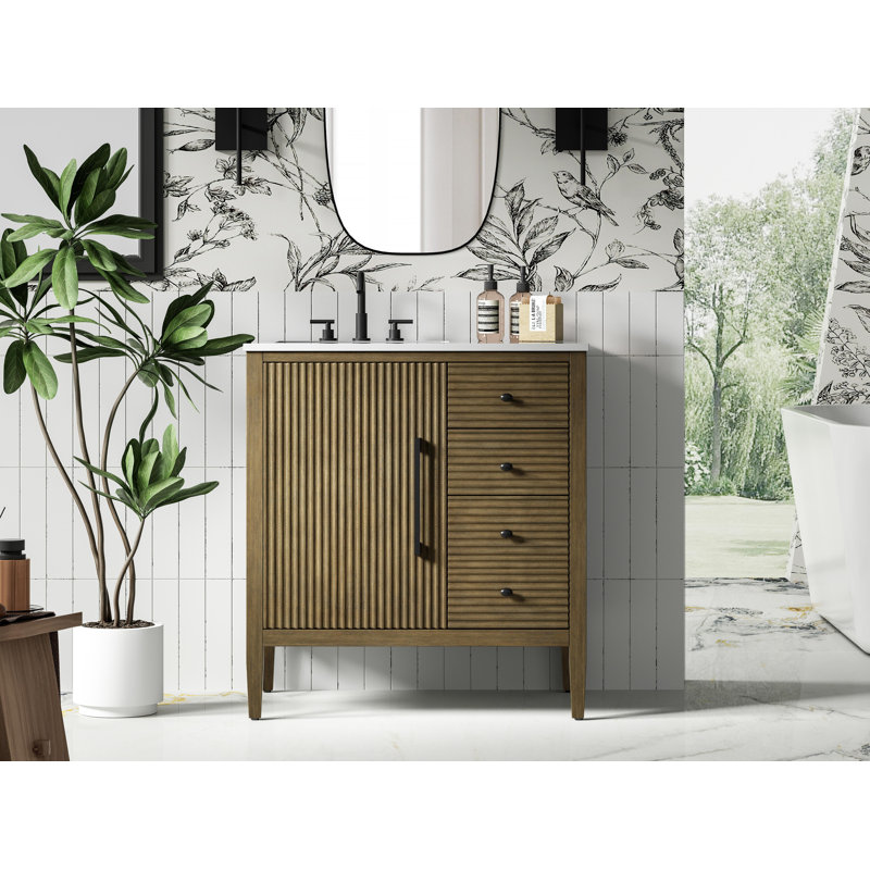 Meuble-lavabo simple 32 po, Noisette chêne